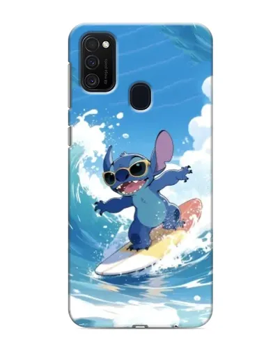 Чехол для Samsung Galaxy M21 с картинкой «Стич на волне»