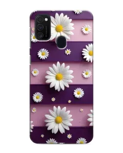 Чехол для Samsung Galaxy M21 с картинкой «Ромашки на фиолетовом»