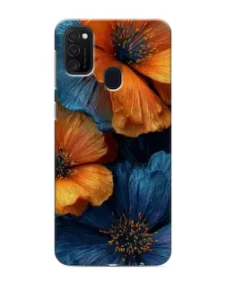 Чехол для Samsung Galaxy M21 с картинкой «Яркая сине-оранжевая флора»