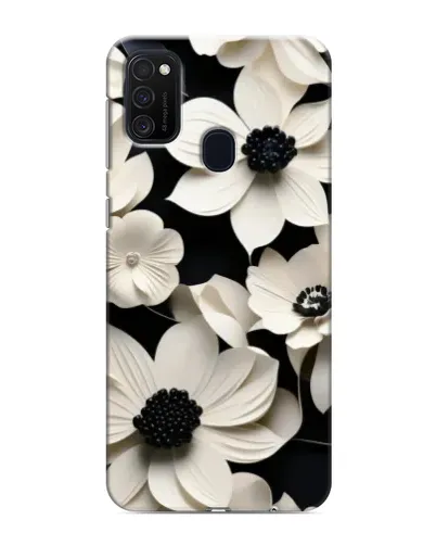 Чехол для Samsung Galaxy M21 с картинкой «Объемные белые цветы»