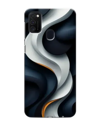 Чехол для Samsung Galaxy M21 с картинкой «Объемные черно-белые ленты» Чехол для Samsung Galaxy M21 с картинкой «Объемные черно-белые ленты»