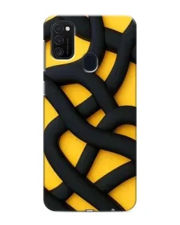 Чехол для Samsung Galaxy M21 с картинкой «Черное желтое переплетение»