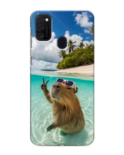 Чехол для Samsung Galaxy M21 с картинкой «Капибара на море»