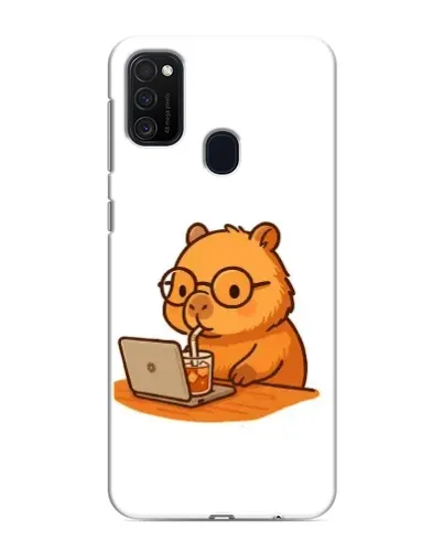Чехол для Samsung Galaxy M21 с картинкой «Капибара с ноутбуком»