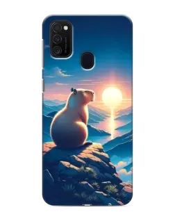 Чехол для Samsung Galaxy M21 с картинкой «Закат солнца с капибарой»