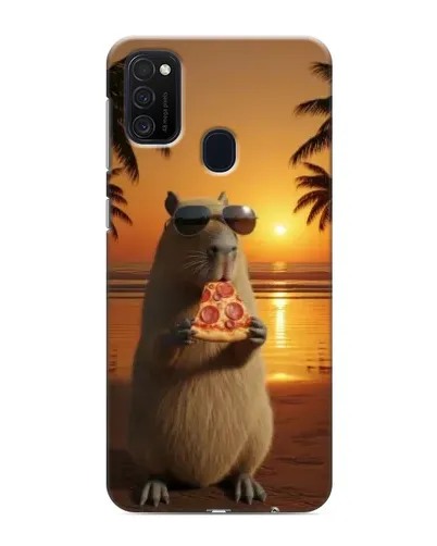 Чехол для Samsung Galaxy M21 с картинкой «Капибара с пиццей»