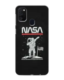 Чехол для Samsung Galaxy M21s с картинкой «NASA — шагаем по Луне»