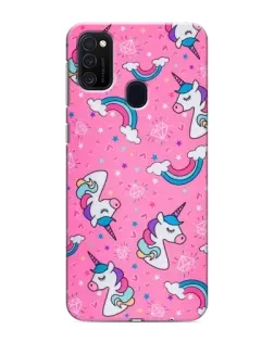 Чехол для Samsung Galaxy M21s с картинкой «Unicorn паттерн розовый»
