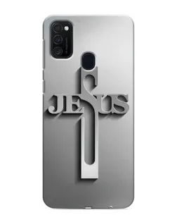 Чехол для Samsung Galaxy M21s с картинкой «Металлический крест Jesus»
