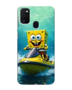 Чехол для Samsung Galaxy M21s с картинкой «Спанч Боб на гидроцикле»