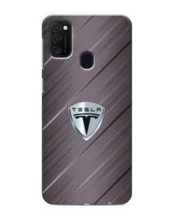 Чехол для Samsung Galaxy M21s с картинкой «Металлическая текстура Tesla»