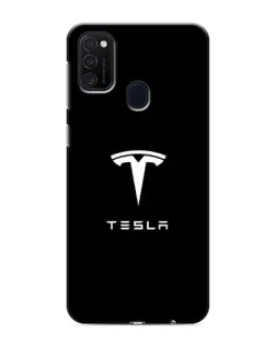 Чехол для Samsung Galaxy M21s с картинкой «Tesla White Logo»