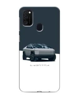 Чехол для Samsung Galaxy M21s с картинкой «Серебристый Cybertruck Tesla»