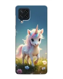 Чехол для Samsung Galaxy M22 с картинкой «Единорог на поляне»