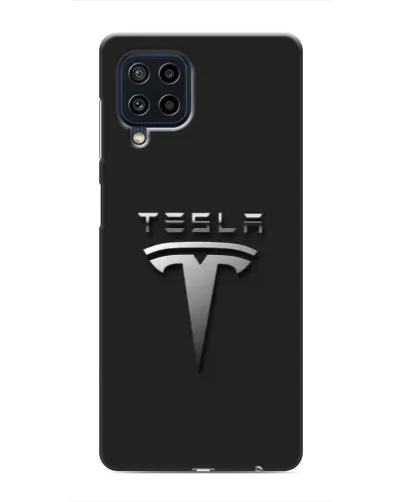 Чохол для Samsung Galaxy M22 з картинкою «Сталевий логотип Tesla»