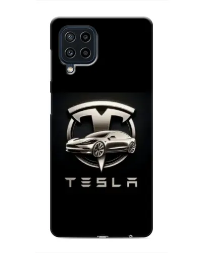 Чохол для Samsung Galaxy M22 з картинкою «Tesla — срібне авто»