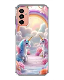 Чохол для Samsung Galaxy M23 (5G) з картинкою «Веселка і єдинороги»