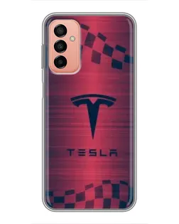 Чохол для Samsung Galaxy M23 (5G) з картинкою «Тесла червоний карбон»