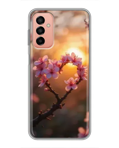 Чехол для Samsung Galaxy M23 (5G) с картинкой «Розовый цвет сердце на фоне заката»