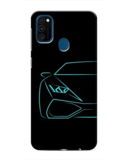 Чехол для Samsung Galaxy M30s (M307) с картинкой «Голубой силуэт Lamborghini»