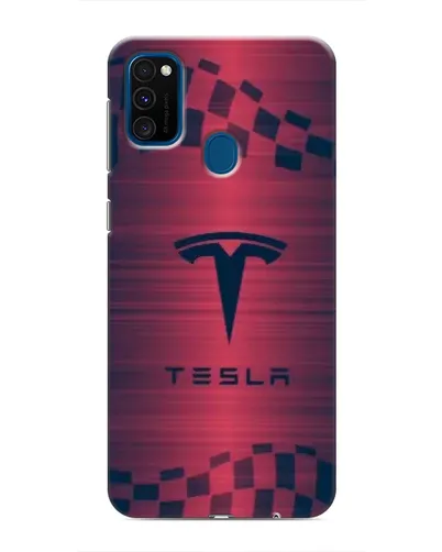 Чехол для Samsung Galaxy M31 с картинкой «Тесла красный карбон»