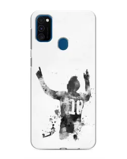 Чехол для Samsung Galaxy M31 с картинкой «Черно-белый силуэт Месси»