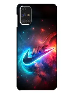 Чехол для Samsung Galaxy M31s с картинкой «Огненный логотип Nike»