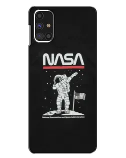 Чехол для Samsung Galaxy M31s с картинкой «NASA — шагаем по Луне»
