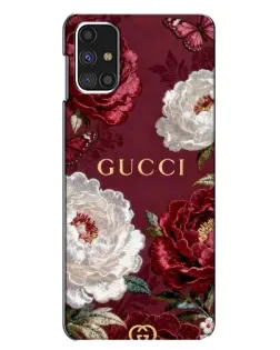 Чехол для Samsung Galaxy M31s с картинкой «Gucci — бордовые розы»