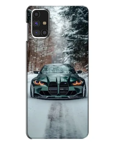 Чехол для Samsung Galaxy M31s с картинкой «BMW в зимнем лесу»