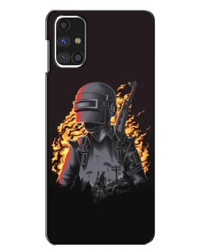 Чехол для Samsung Galaxy M31s с картинкой «PUBG — огненный силуэт»