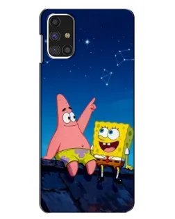 Чехол для Samsung Galaxy M31s с картинкой «Губка Боб и Патрик ночью»