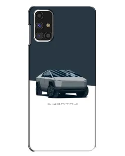 Чехол для Samsung Galaxy M31s с картинкой «Серебристый Cybertruck Tesla»