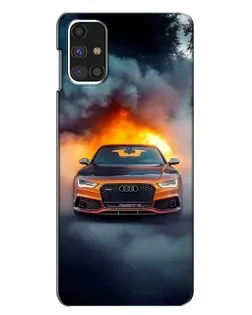 Чехол для Samsung Galaxy M31s с картинкой «Audi в огненном дыму»