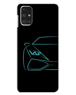 Чехол для Samsung Galaxy M31s с картинкой «Голубой силуэт Lamborghini»