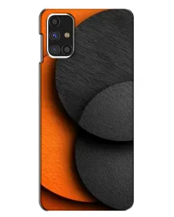 Чехол для Samsung Galaxy M31s с картинкой «Геометрия оранжевых кругов»