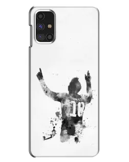 Чехол для Samsung Galaxy M31s с картинкой «Черно-белый силуэт Месси»