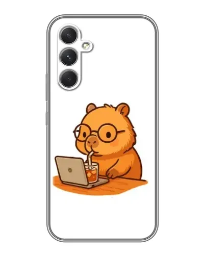 Чехол для Samsung Galaxy M32 5g с картинкой «Капибара с ноутбуком»
