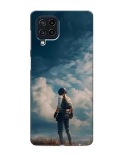Чехол для Samsung Galaxy M32 с картинкой «Герой PUBG на скале»