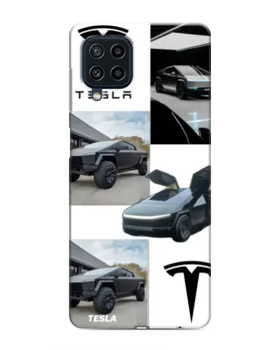 Чехол для Samsung Galaxy M32 с картинкой «Коллаж Cybertruck Tesla»