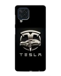 Чехол для Samsung Galaxy M32 с картинкой «Tesla — серебристое авто»