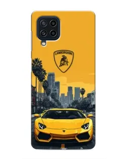 Чехол для Samsung Galaxy M32 с картинкой «Желтый Lamborghini город»