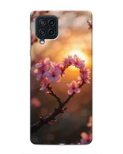 Чехол для Samsung Galaxy M32 с картинкой «Розовый цвет сердце на фоне заката»