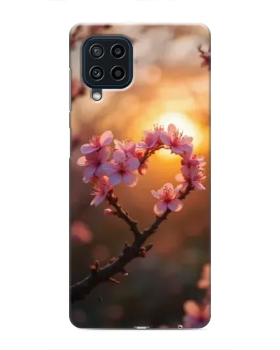 Чехол для Samsung Galaxy M32 с картинкой «Розовый цвет сердце на фоне заката»