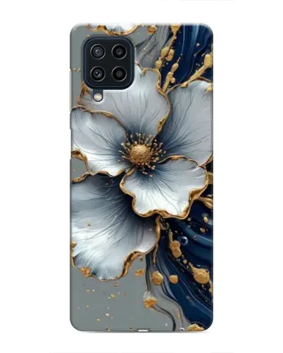 Чехол для Samsung Galaxy M32 с картинкой «Белый цветок и золотой флюид»