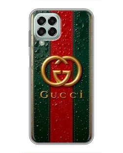 Чехол для Samsung Galaxy M33 (5G) (M336B) с картинкой «Gucci — фирменная полоса и золото»
