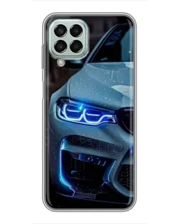 Чехол для Samsung Galaxy M33 (5G) (M336B) с картинкой «Взгляд BMW с синими фарами»
