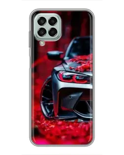 Чехол для Samsung Galaxy M33 (5G) (M336B) с картинкой «Спортивная BMW и цветы»