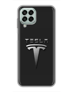Чехол для Samsung Galaxy M33 (5G) (M336B) с картинкой «Стальной логотип Tesla»