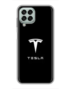 Чехол для Samsung Galaxy M33 (5G) (M336B) с картинкой «Tesla White Logo»